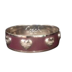 Coach Burgundy Enamel Bangle Bracelet – Heart Logo Detail